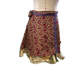 Darn Good Yarn Womens Reversible Wrap Skirt With Bold Floral Patterns - Size S